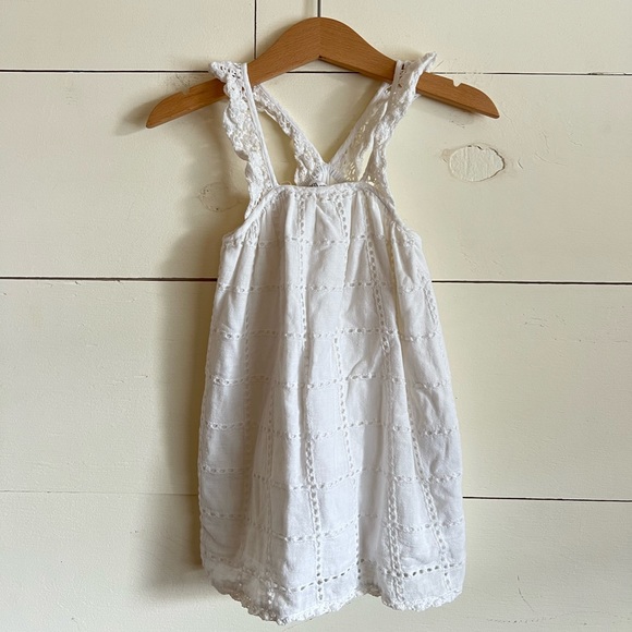 Zara Dresses Zara Girls White Embroidered Eyelet Dress With Crochet Straps Poshmark